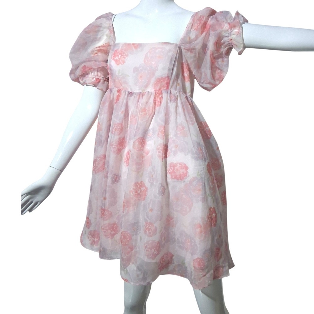 Storia Whimsical Ethereal Fairycore Womens sz Large Floral Puff Graduation Dress